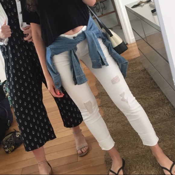 Gap White Distressed Mid Rise Skinny Jean Legging - Picture 7 of 7
